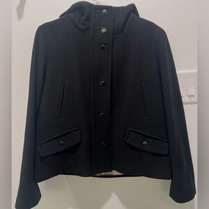 J. Crew Black Hooded Wool Coat